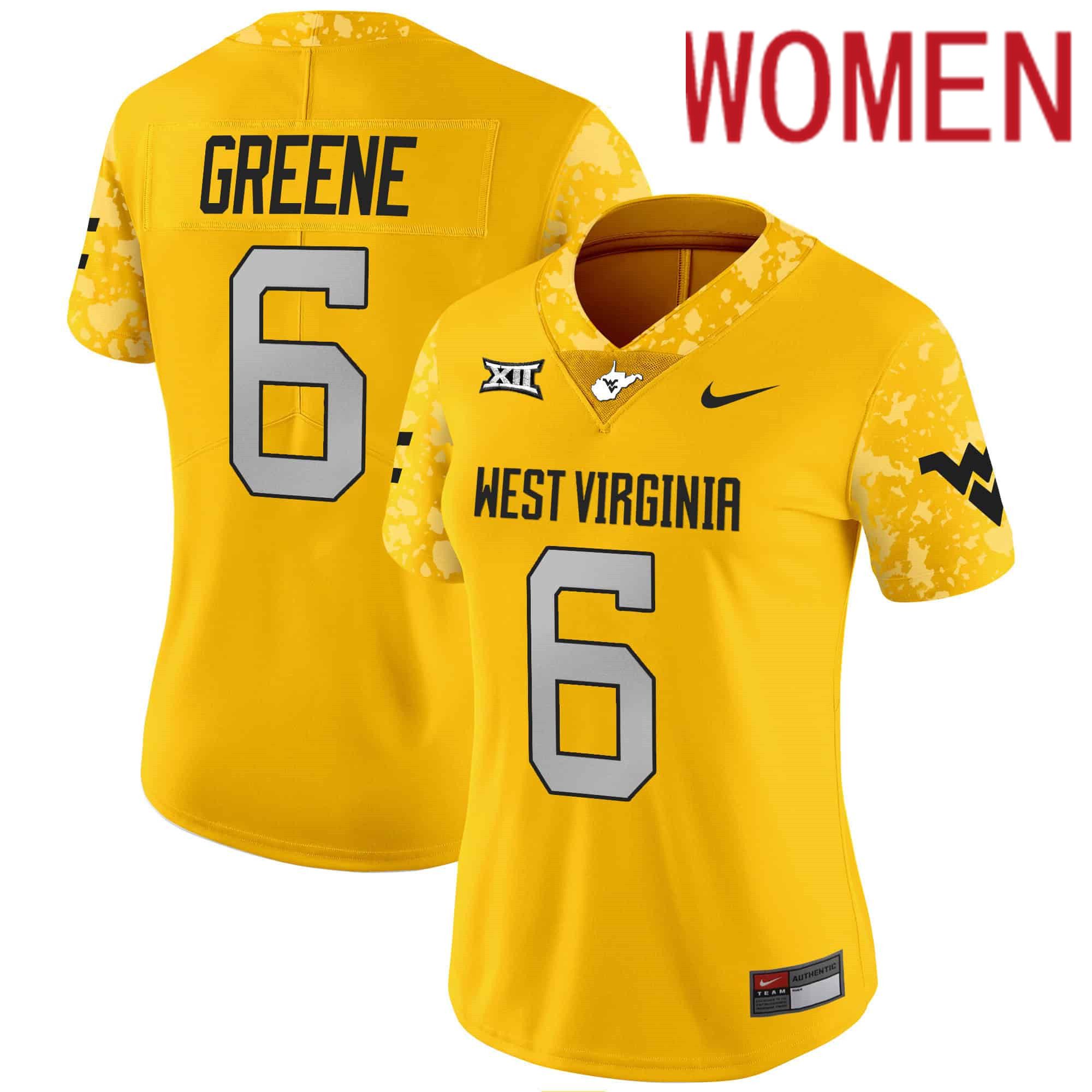 Women West Virginia Mountaineers #6 Greene Yellow 2024 Nike Vapor Limited NCAA Jersey